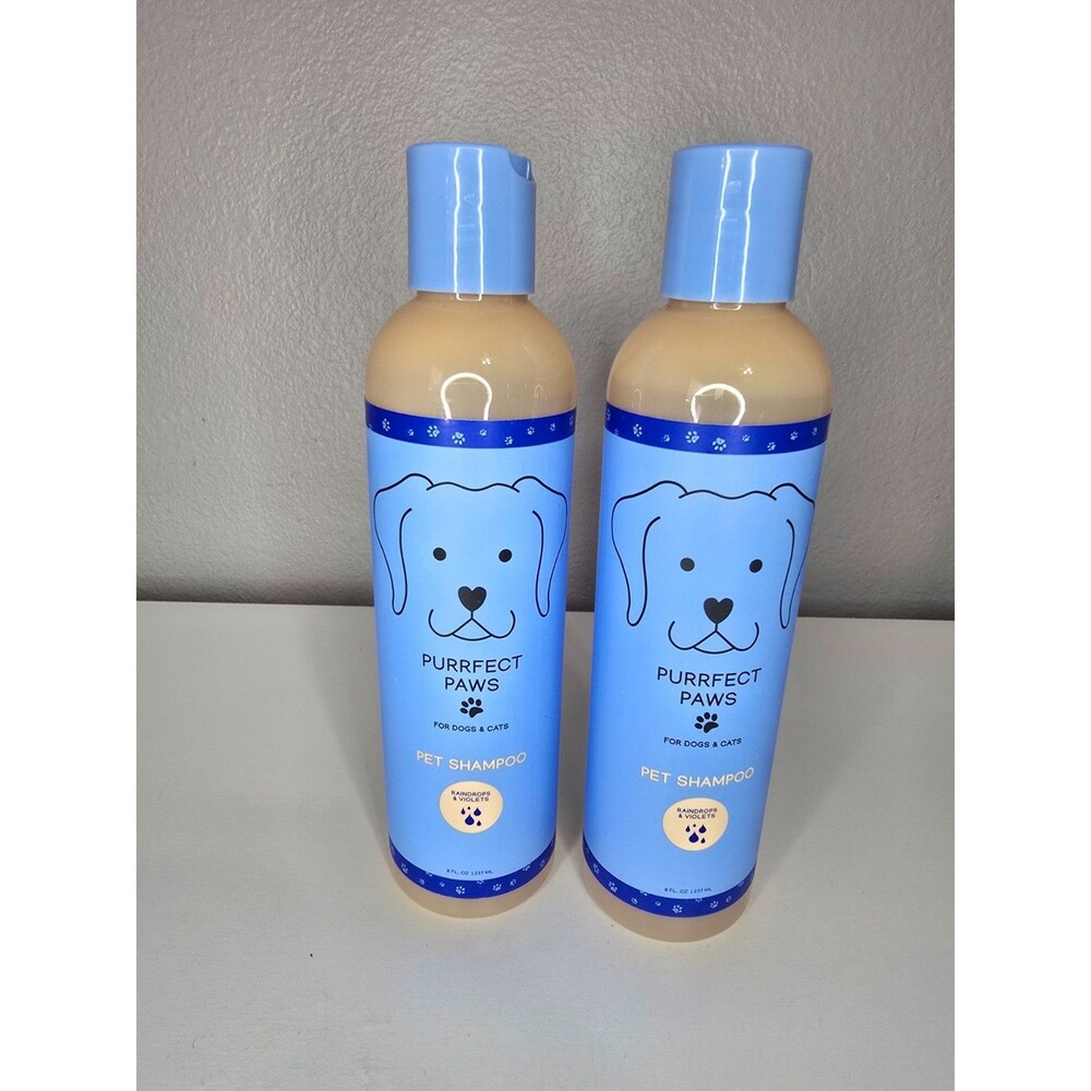 2x Bath & Body Works NEW Purrfect Paws SHAMPOO 8 oz RAINDROPS & VIOLETS